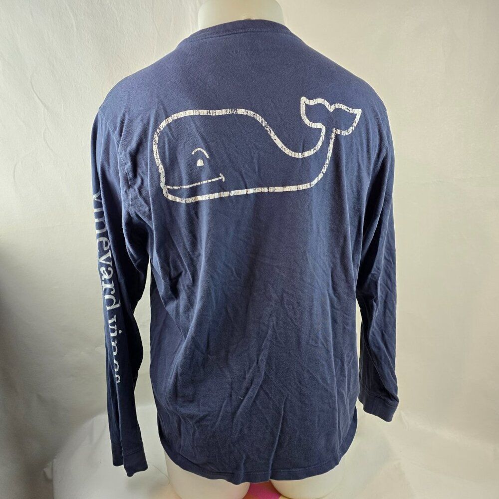 Vineyard Vines T Shirt Mens Medium Blue Whale Graphic Pocket Tee Preppy Casual